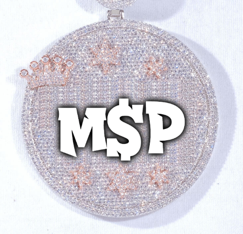CUSTOM LETTER NECKLACE 3D BIG CROWN DISC