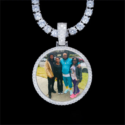 925S & VVS Moissanite 3D Circle Custom Picture Pendant