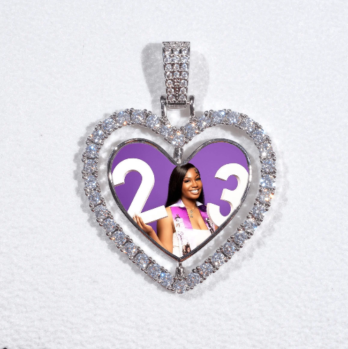 3D Spinning 2-Faced Heart Custom Picture Pendant