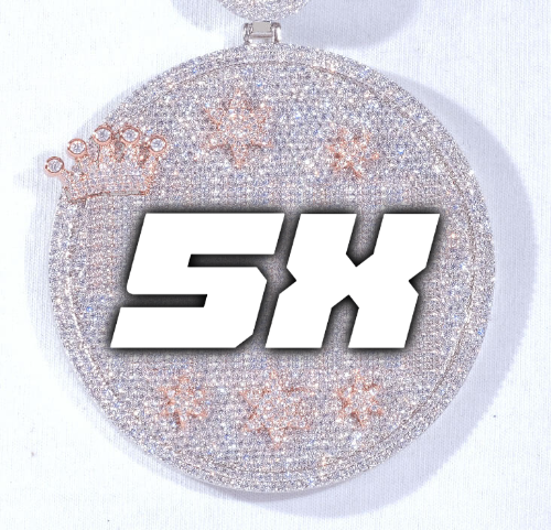 CUSTOM LETTER NECKLACE 3D BIG CROWN DISC