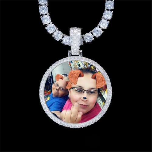 925S & VVS Moissanite 3D Circle Custom Picture Pendant