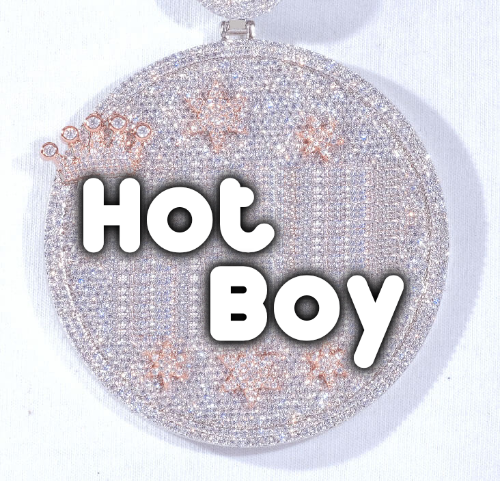 CUSTOM LETTER NECKLACE 3D BIG CROWN DISC