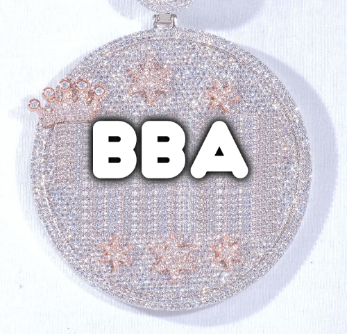 CUSTOM LETTER NECKLACE 3D BIG CROWN DISC