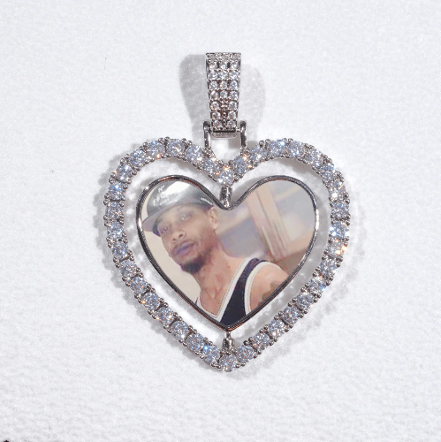 3D Spinning 2-Faced Heart Custom Picture Pendant