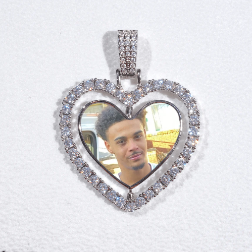 3D Spinning 2-Faced Heart Custom Picture Pendant