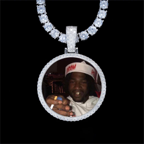 925S & VVS Moissanite 3D Circle Custom Picture Pendant