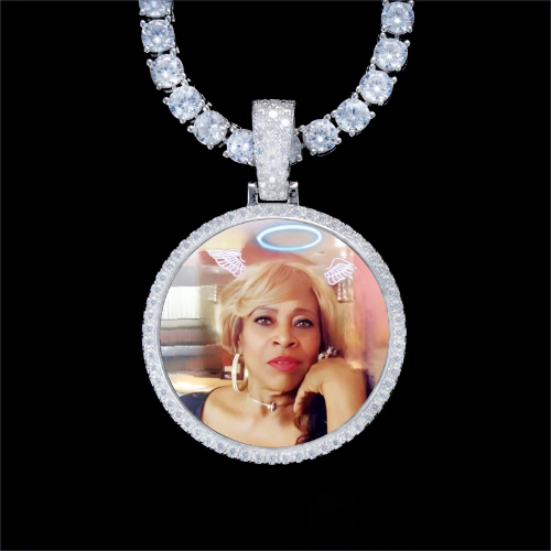 925S & VVS Moissanite 3D Circle Custom Picture Pendant