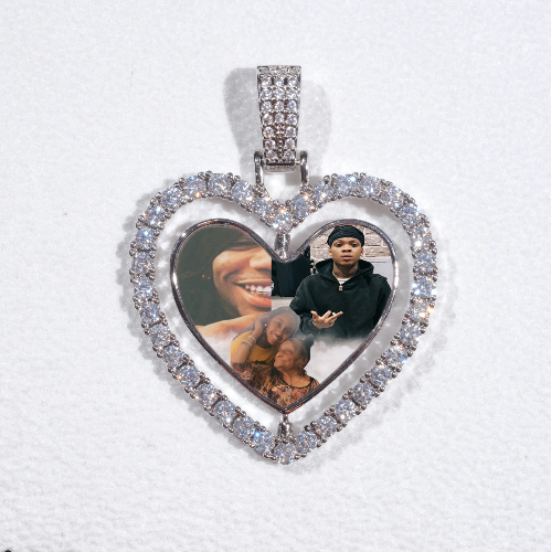 3D Spinning 2-Faced Heart Custom Picture Pendant