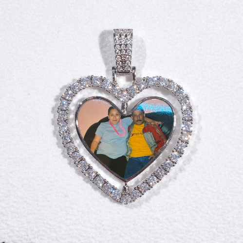 3D Spinning 2-Faced Heart Custom Picture Pendant