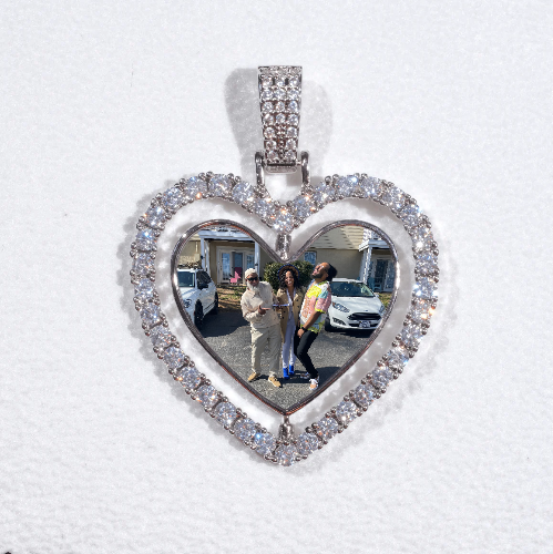3D Spinning 2-Faced Heart Custom Picture Pendant