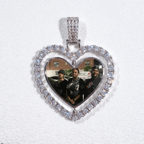 3D Spinning 2-Faced Heart Custom Picture Pendant