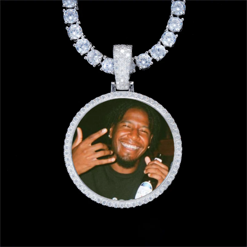 925S & VVS Moissanite 3D Circle Custom Picture Pendant