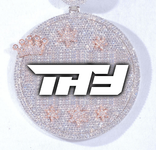 CUSTOM LETTER NECKLACE 3D BIG CROWN DISC