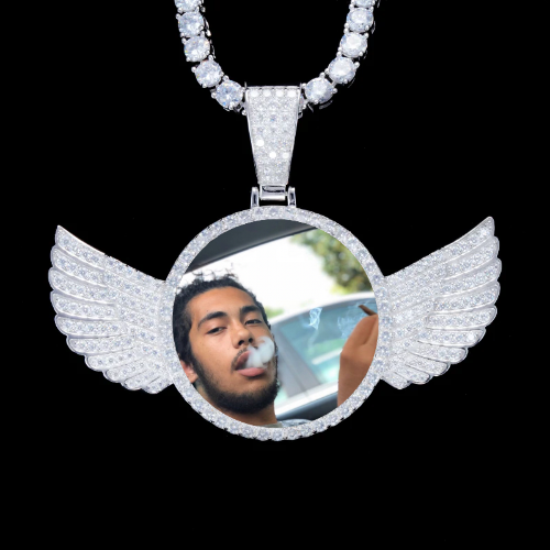 925S & VVS Moissanite 3D Wing Custom Picture Pendant