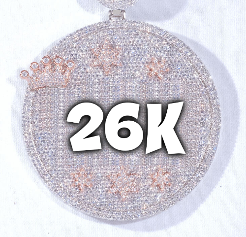 CUSTOM LETTER NECKLACE 3D BIG CROWN DISC
