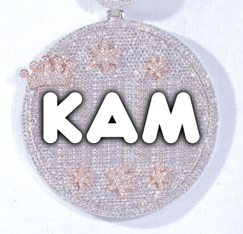 CUSTOM LETTER NECKLACE 3D BIG CROWN DISC