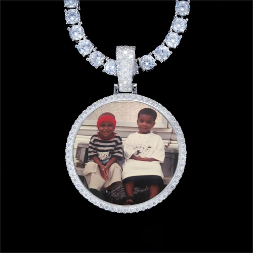 925S & VVS Moissanite 3D Circle Custom Picture Pendant