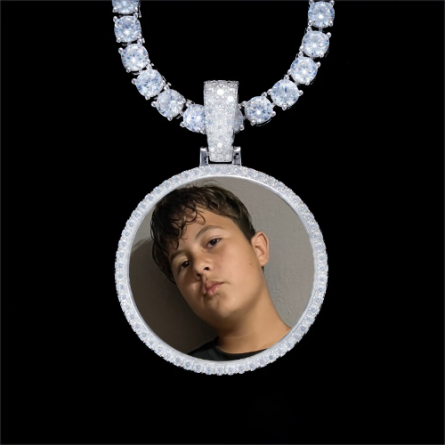 925S & VVS Moissanite 3D Circle Custom Picture Pendant
