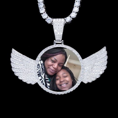 925S & VVS Moissanite 3D Wing Custom Picture Pendant