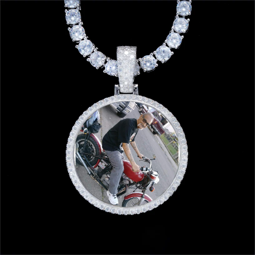 925S & VVS Moissanite 3D Circle Custom Picture Pendant