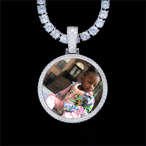 925S & VVS Moissanite 3D Circle Custom Picture Pendant