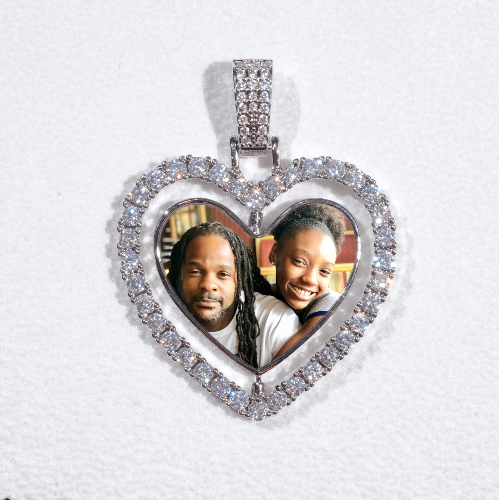 3D Spinning 2-Faced Heart Custom Picture Pendant