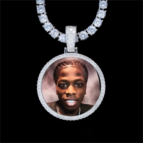 925S & VVS Moissanite 3D Circle Custom Picture Pendant