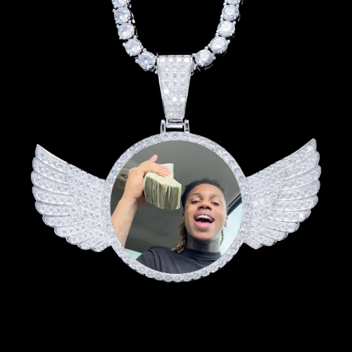 925S & VVS Moissanite 3D Wing Custom Picture Pendant