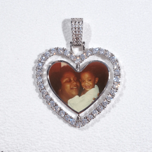 3D Spinning 2-Faced Heart Custom Picture Pendant