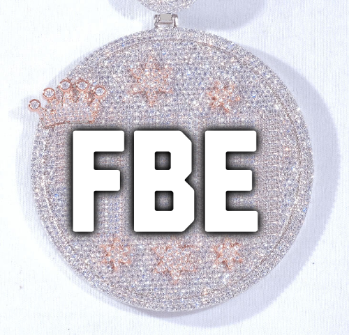 CUSTOM LETTER NECKLACE 3D BIG CROWN DISC