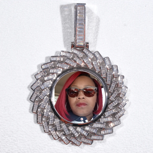 Large 3D Baguette Custom Picture Pendant