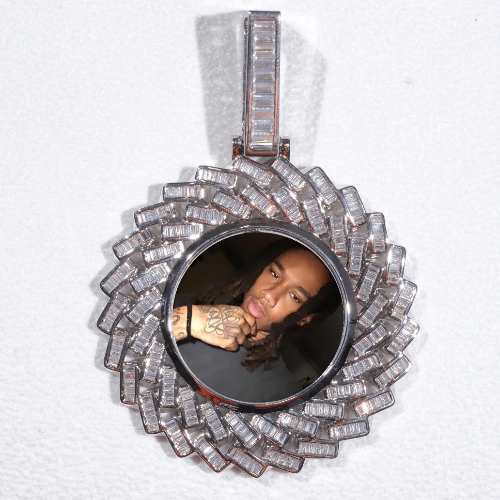 Large 3D Baguette Custom Picture Pendant