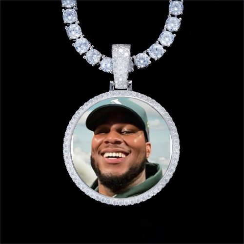 925S & VVS Moissanite 3D Circle Custom Picture Pendant