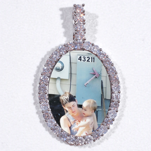 Large 3D Oval Custom Picture Pendant
