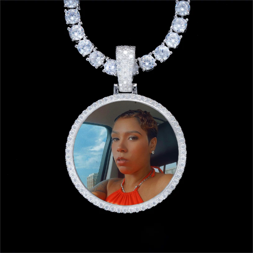 925S & VVS Moissanite 3D Circle Custom Picture Pendant