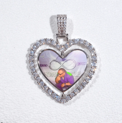 3D Spinning 2-Faced Heart Custom Picture Pendant