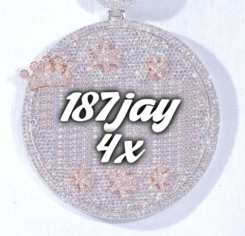 CUSTOM LETTER NECKLACE 3D BIG CROWN DISC