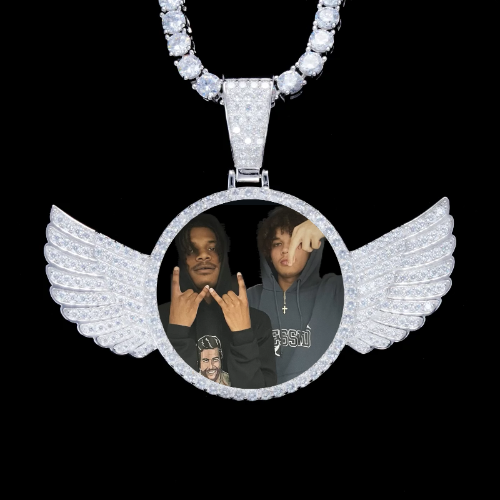 925S & VVS Moissanite 3D Wing Custom Picture Pendant