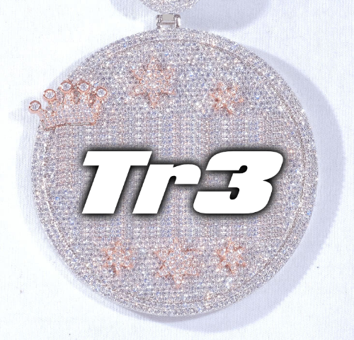 CUSTOM LETTER NECKLACE 3D BIG CROWN DISC