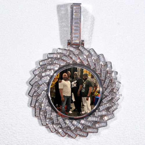 Large 3D Baguette Custom Picture Pendant