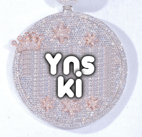 CUSTOM LETTER NECKLACE 3D BIG CROWN DISC
