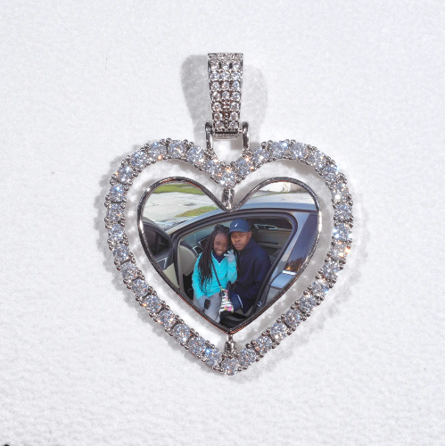 3D Spinning 2-Faced Heart Custom Picture Pendant