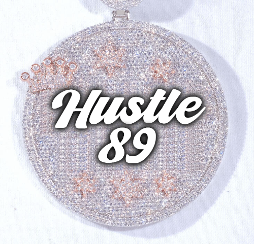 CUSTOM LETTER NECKLACE 3D BIG CROWN DISC