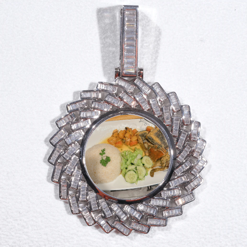Large 3D Baguette Custom Picture Pendant