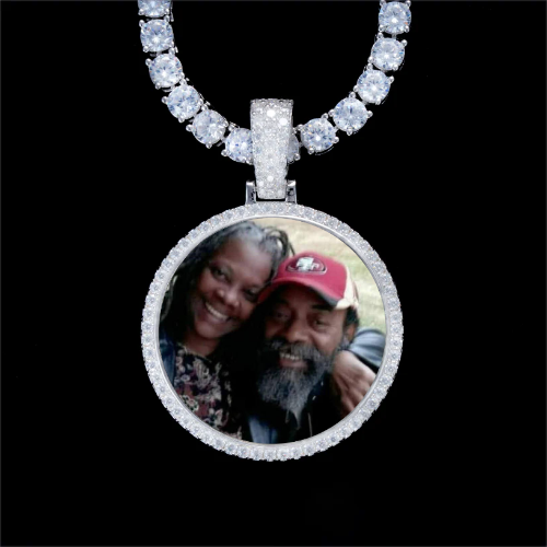 925S & VVS Moissanite 3D Circle Custom Picture Pendant