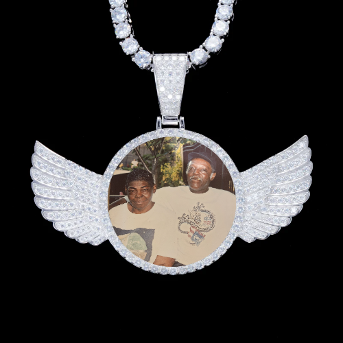 925S & VVS Moissanite 3D Wing Custom Picture Pendant