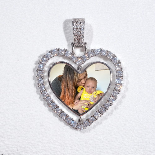 3D Spinning 2-Faced Heart Custom Picture Pendant