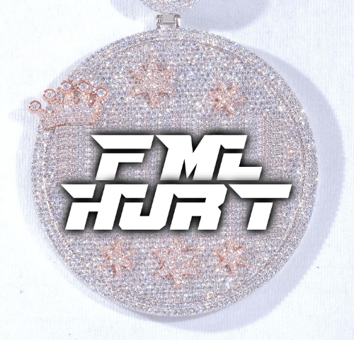 CUSTOM LETTER NECKLACE 3D BIG CROWN DISC