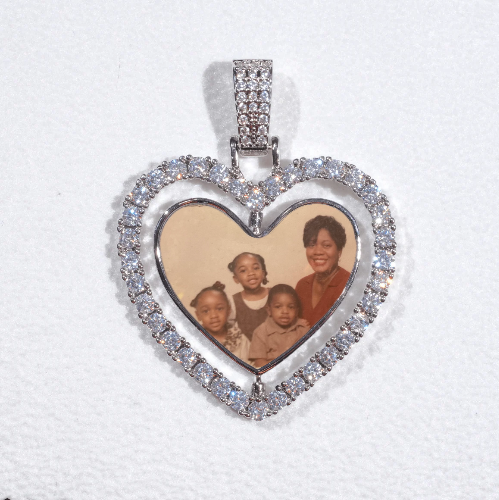 3D Spinning 2-Faced Heart Custom Picture Pendant