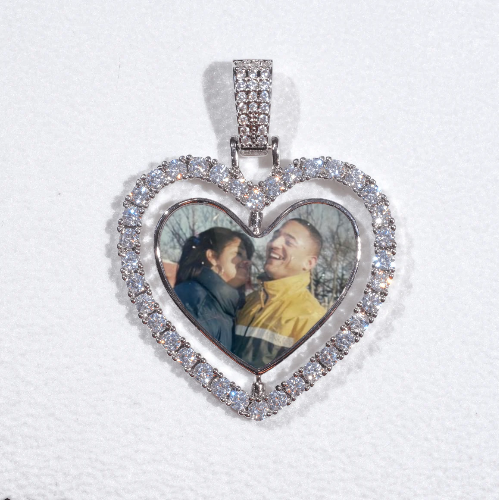 3D Spinning 2-Faced Heart Custom Picture Pendant